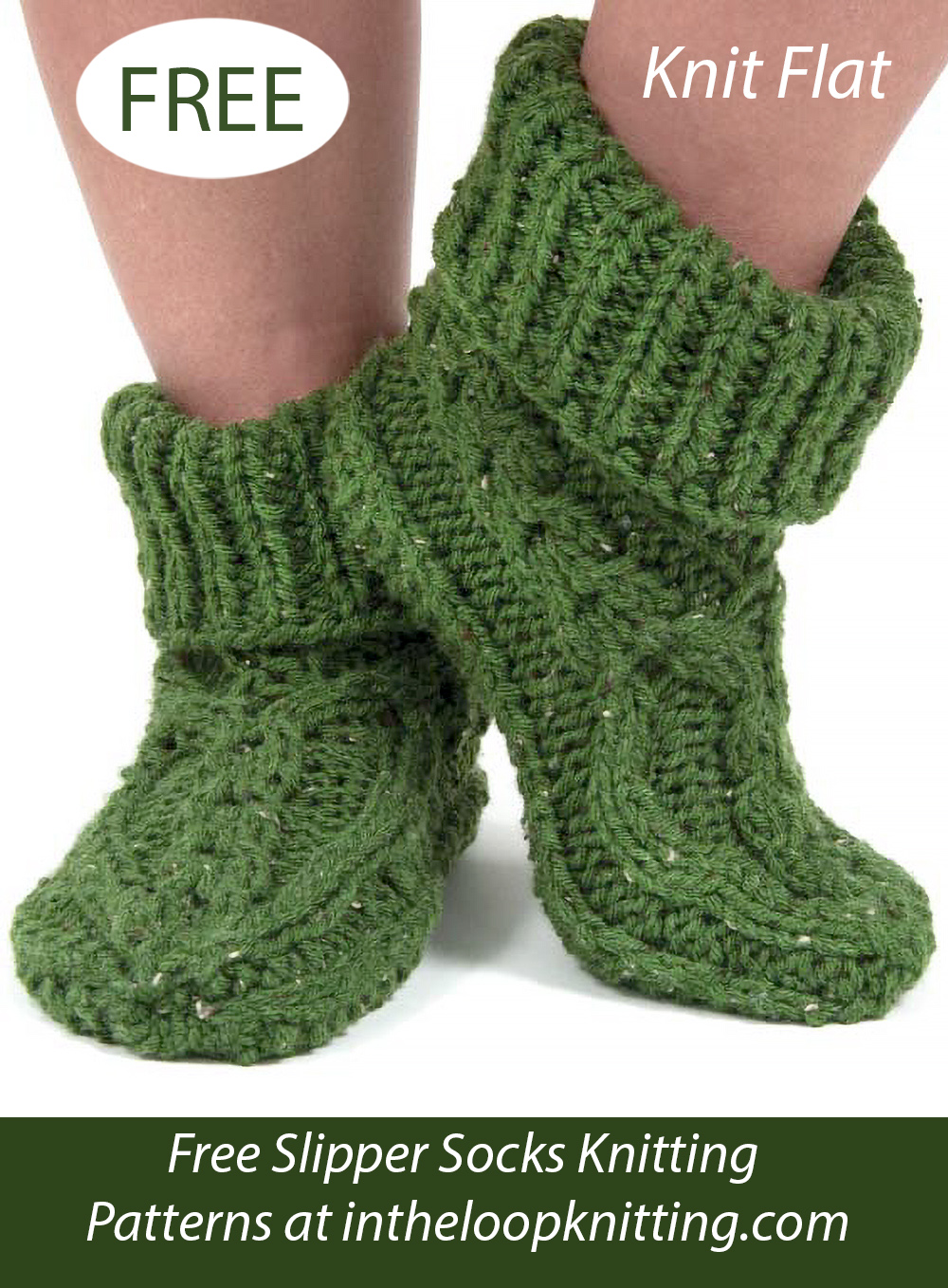 Free Cabled Slippers Knit Flat Knitting Pattern