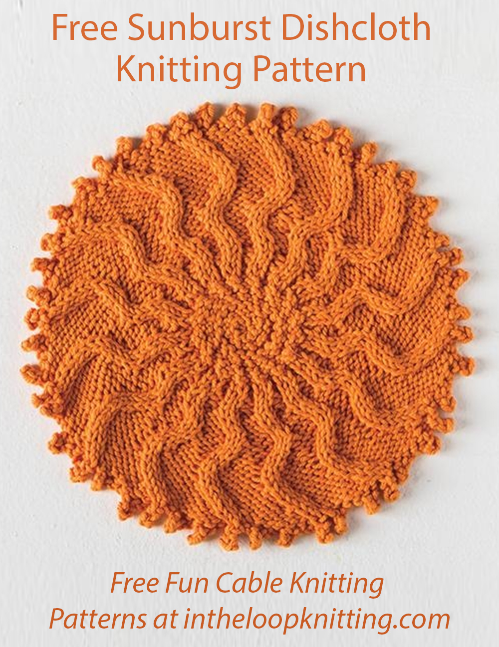Free Washcloth Knitting Pattern Cabled Sunburst Dishcloth
