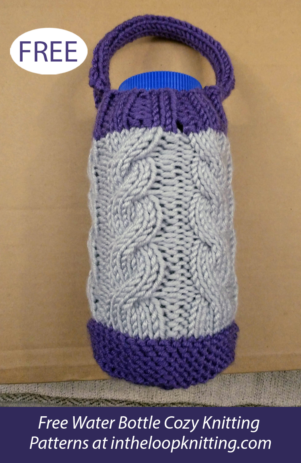 Free Cabled Water Bottle Carrier Knitting Pattern