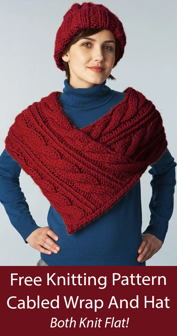 Free Hat and Cowl Knitting Pattern Cabled Wrap And Hat