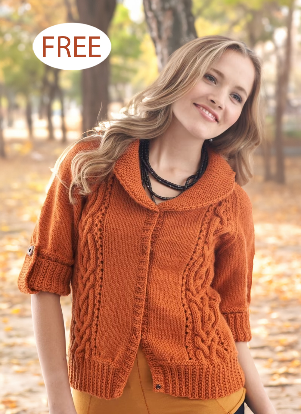 Free Cables and Collar Cardigan Knitting Pattern