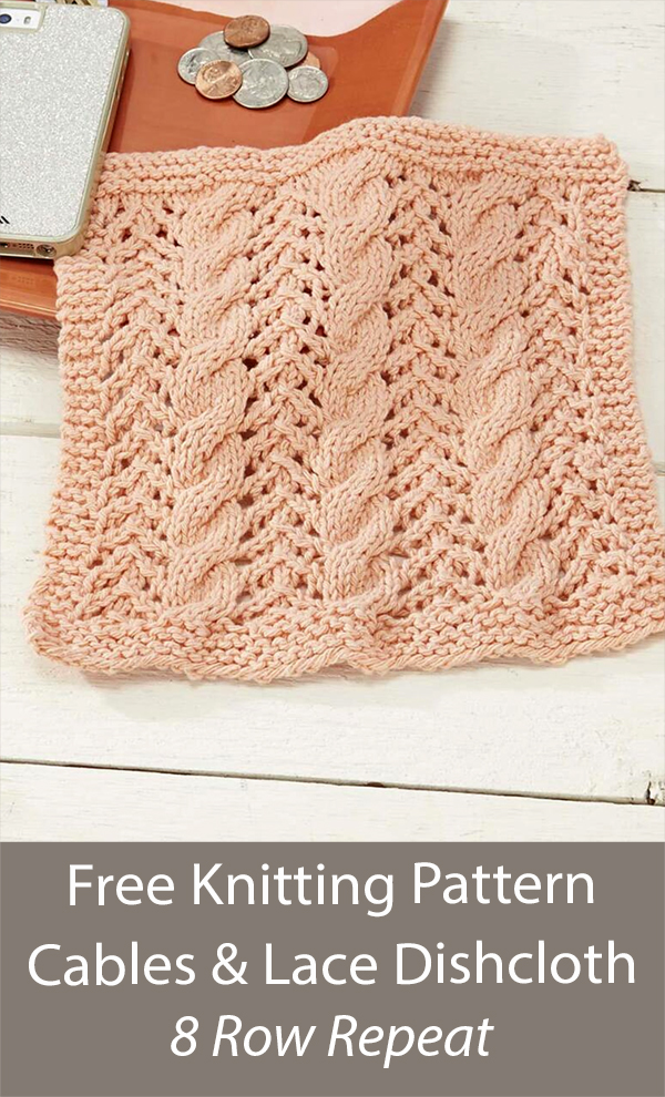 Free Dish or Wash Cloth Knitting Pattern Cables and Lace Dishcloth