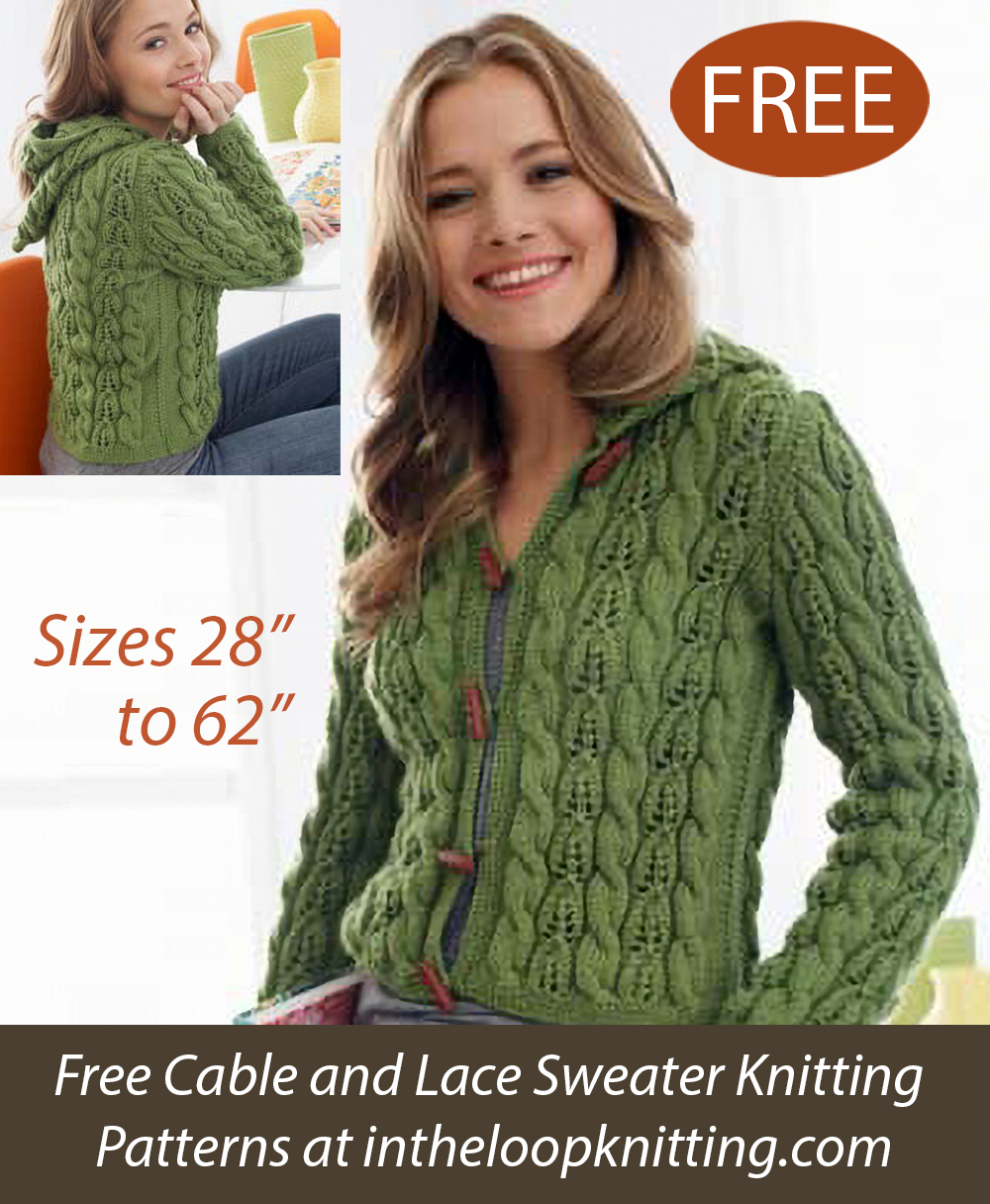 Free Cables and Lace Hoodie Knitting Pattern
