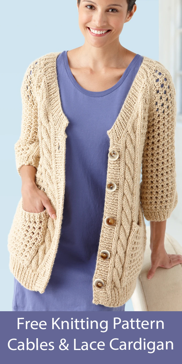 Free Cardigan Knitting Pattern Cables And Lace Cardigan Sweater
