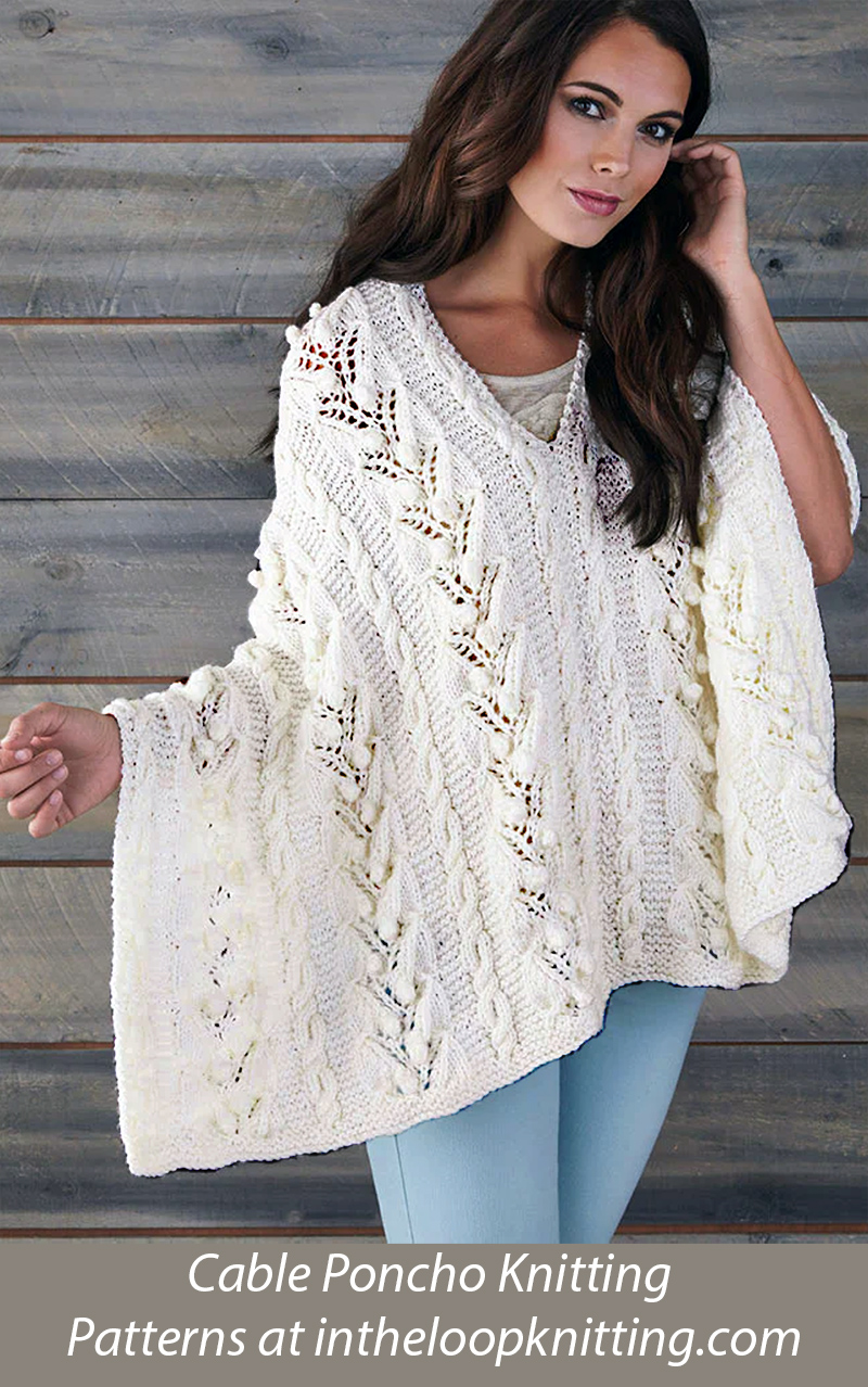 Cables and Lace Poncho Knitting Pattern