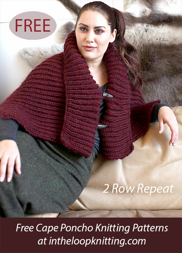 Free Cacao Buttoned Cape Poncho Knitting Pattern