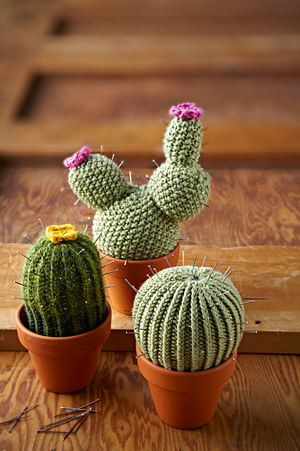 Free knitting pattern for Cactus Pin cushions
