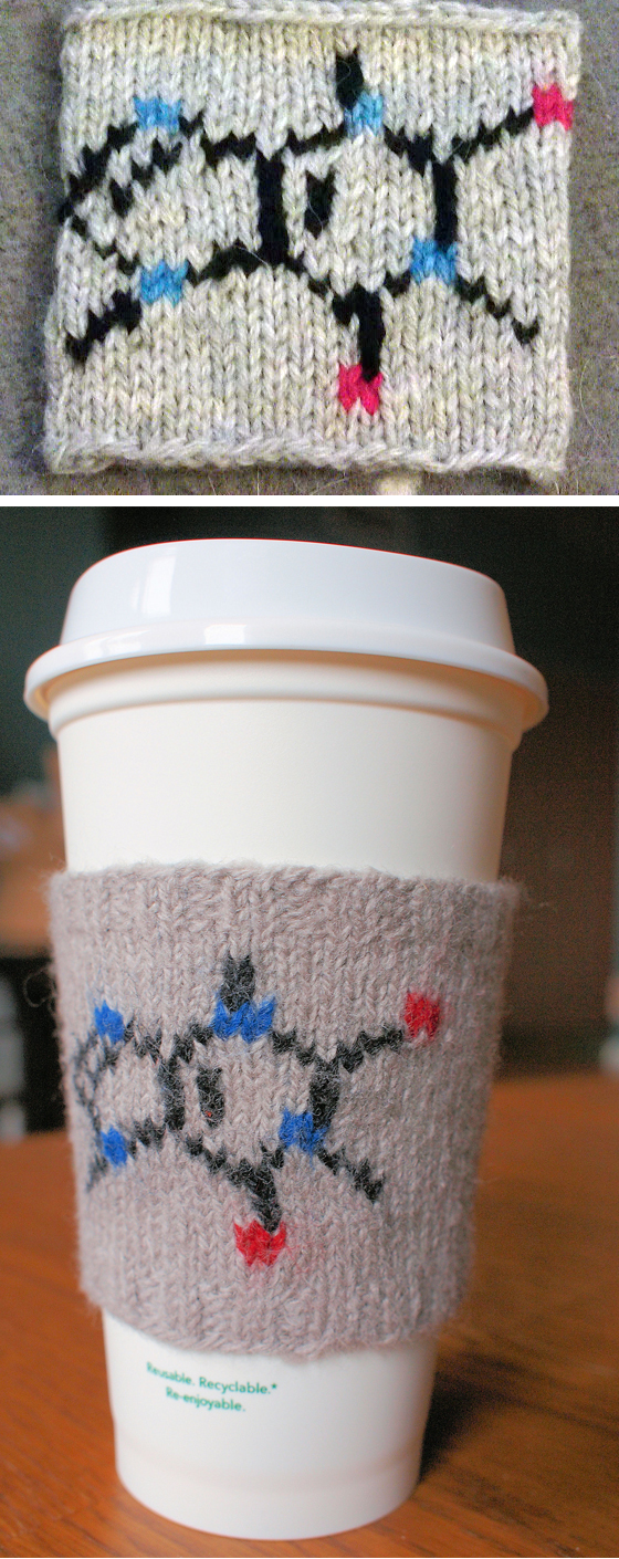 Free Knitting Pattern for Caffeine Molecule Coffee Cozy
