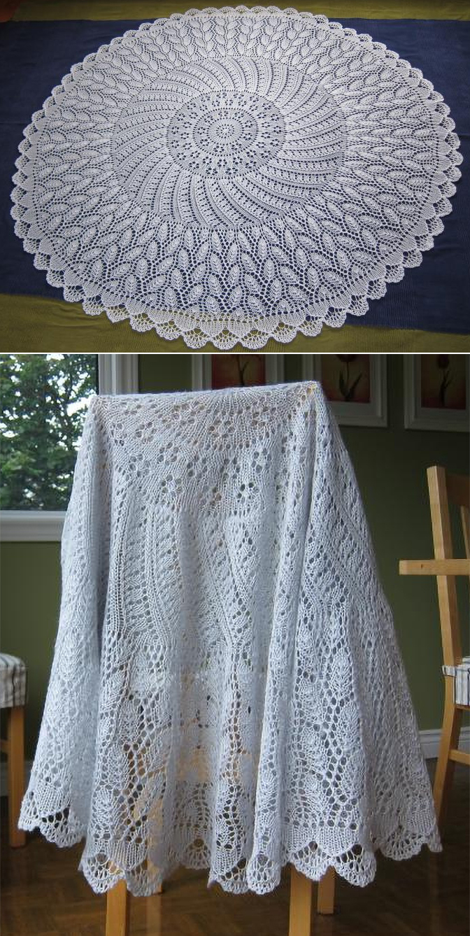 Free Knitting Pattern for EZ 100th Anniversary PI Shawl: Camping