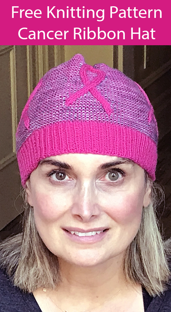 Free Knitting Pattern for Cancer Ribbon Hat