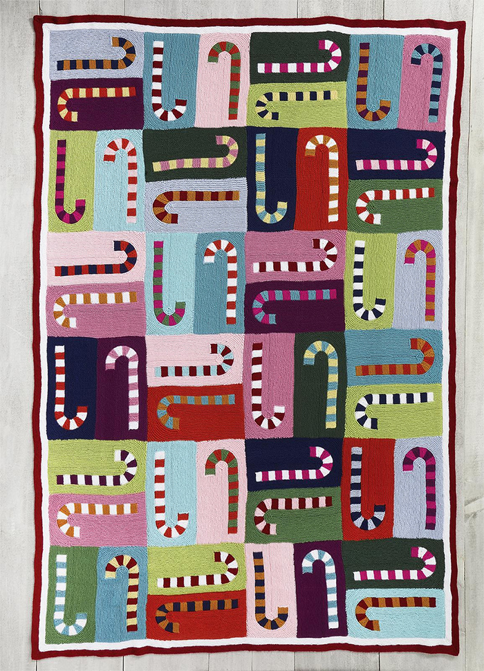 Christmas Candy Canes Blanket Knitting Pattern