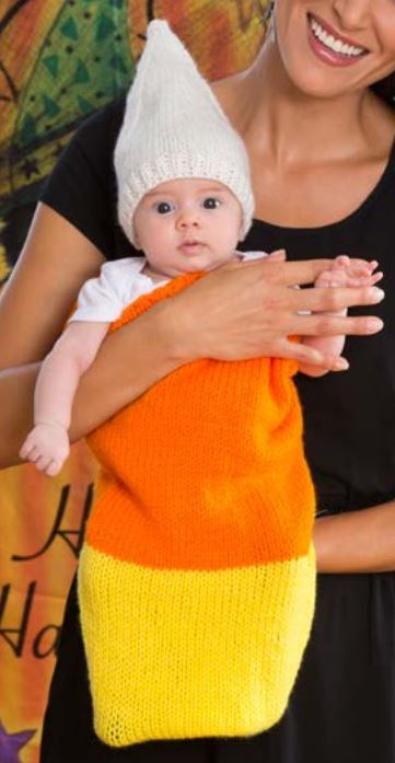 Free Knitting Pattern for Candy Corn Baby Cocoon and Cap