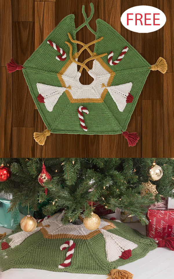 Free Christmas Candy Cane Tree Skirt Knitting Pattern