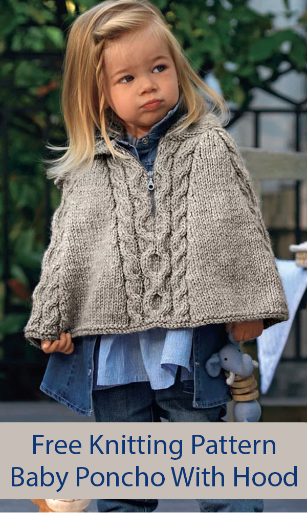 Girls Cable Poncho & Hat Knitting Pattern PDF Childrens 