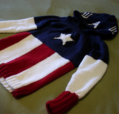 Free knitting pattern for Captain America Hoodie Sweater