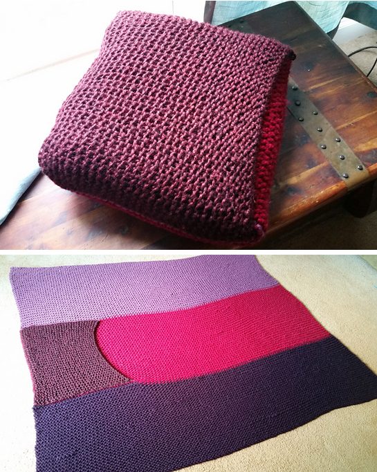 Free knitting pattern for Car Blanket that transforms to Pillow
