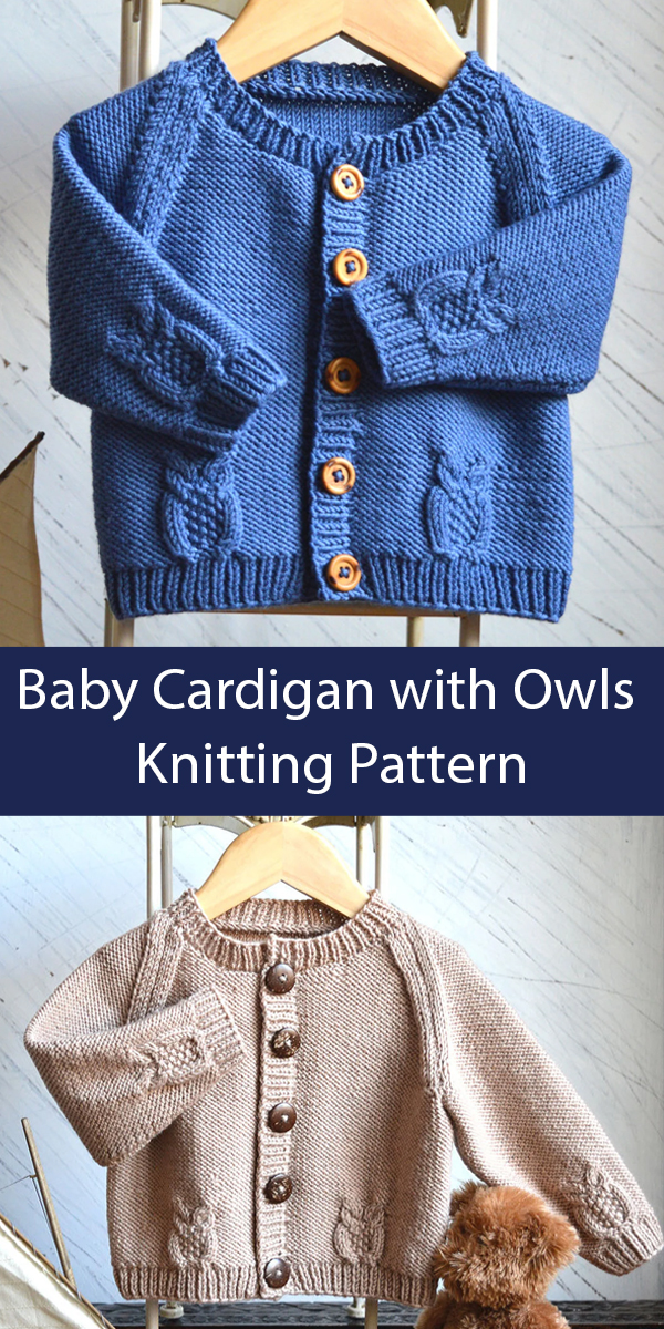 Baby Cardigan with Owls Knitting Pattern