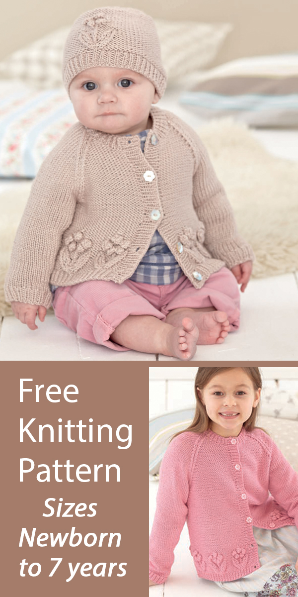 Free Knitting Pattern Baby and Child Cardigan and Hat Sirdar 4785