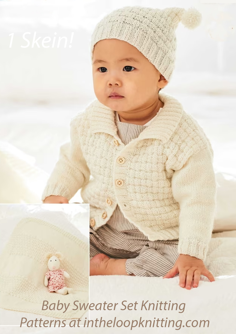 Baby Basketweave Cardigan, Hat and Blanket Knitting Pattern