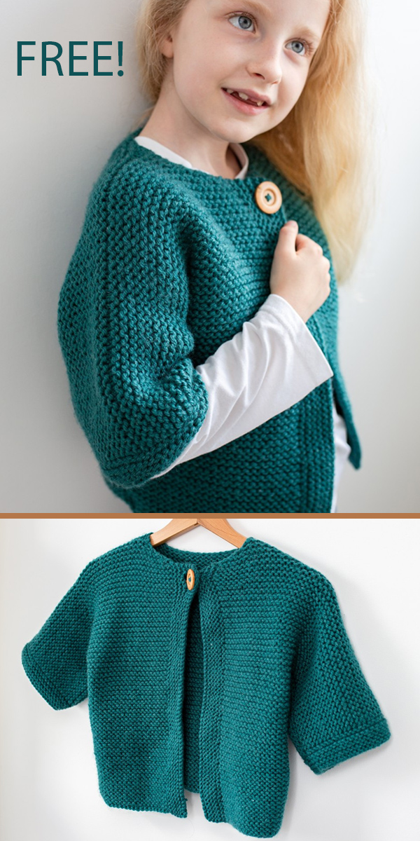 Free Knitting Pattern for Child's Garter Stitch Cardigan