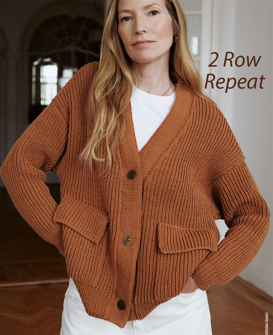 Free Women's Half-Brioche Rib Cardigan Knitting Pattern 2 Row Repeat