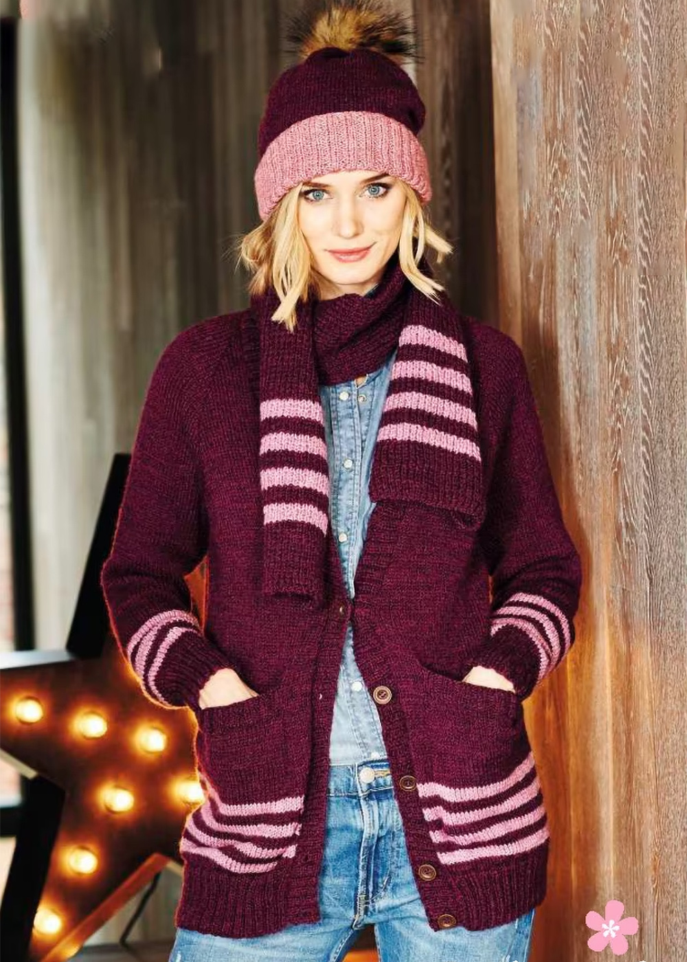 Knitting Pattern Cardigan, Scarf and Hat 