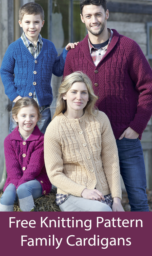 Free Sweater Knitting Patterns Family Cardigans Hayfield 7989 Men, Women, Children