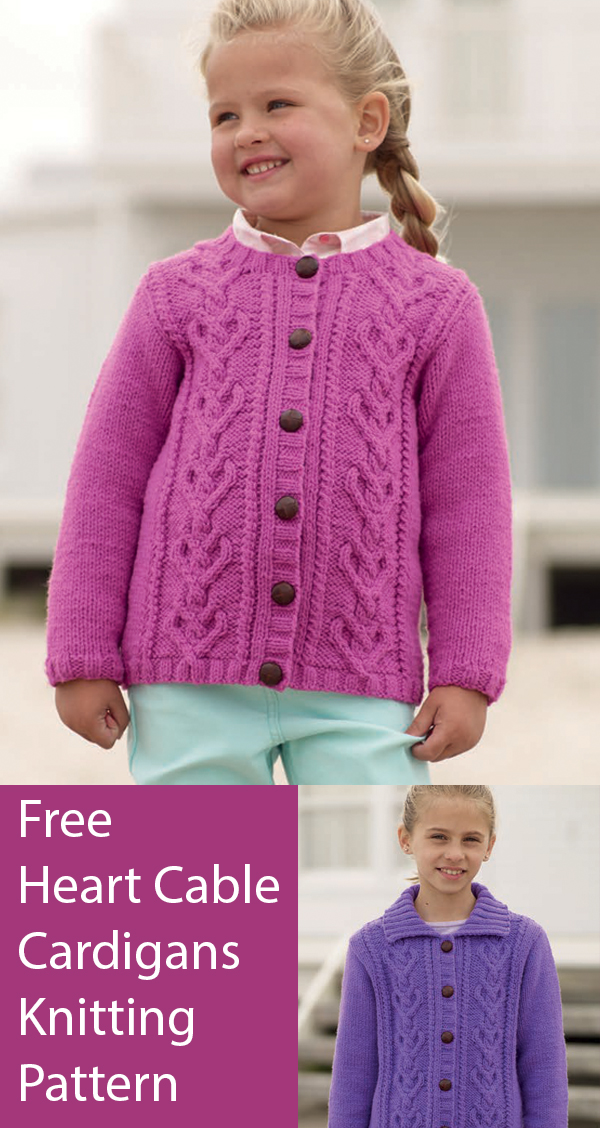 Free Child Cardigan Knitting Patterns Heart Cable Sirdar 2478