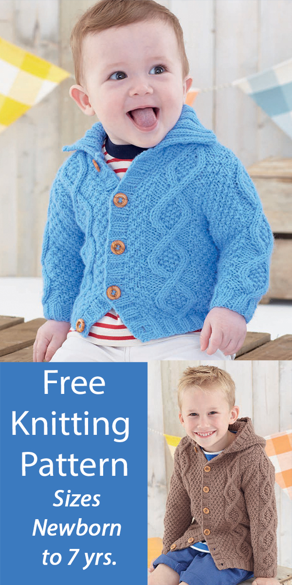 Free Baby Cardigan Knitting Pattern Child Sweater Hoodie Sirdar 4900