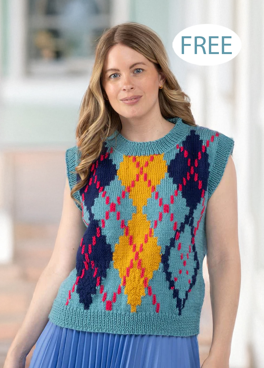 Free Womens Carfrae Argyle Vest Knitting Pattern