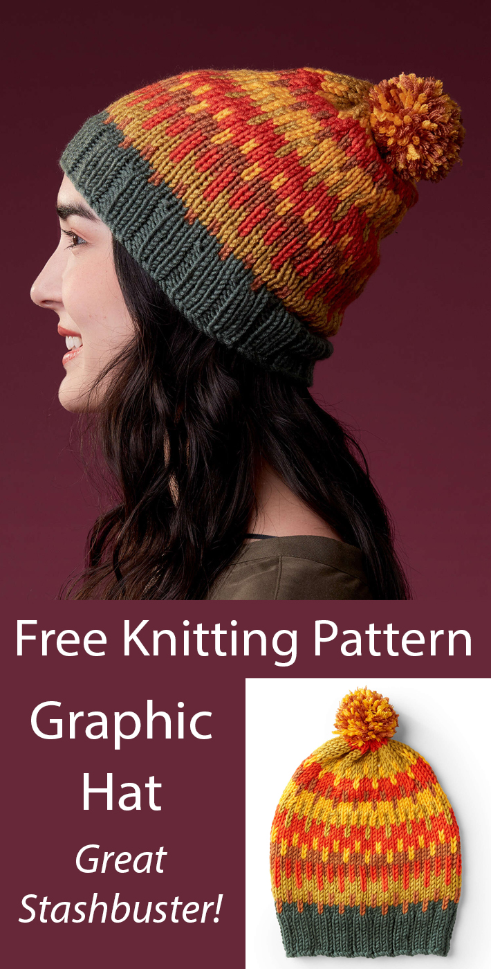 Free Hat Knitting Pattern Graphic Fair Isle Hat Stashbuster
