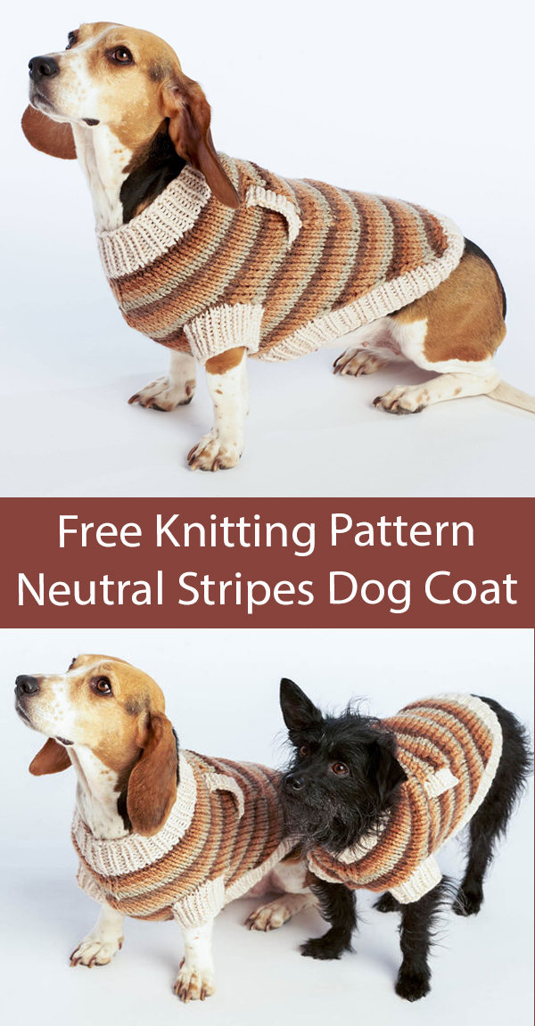 Free Dog Coat Knitting Pattern Neutral Stripes Dog Coat Sweater