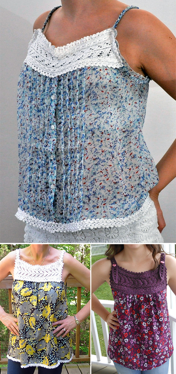 Free Knitting Pattern for Carrie Lace Trimmed Top