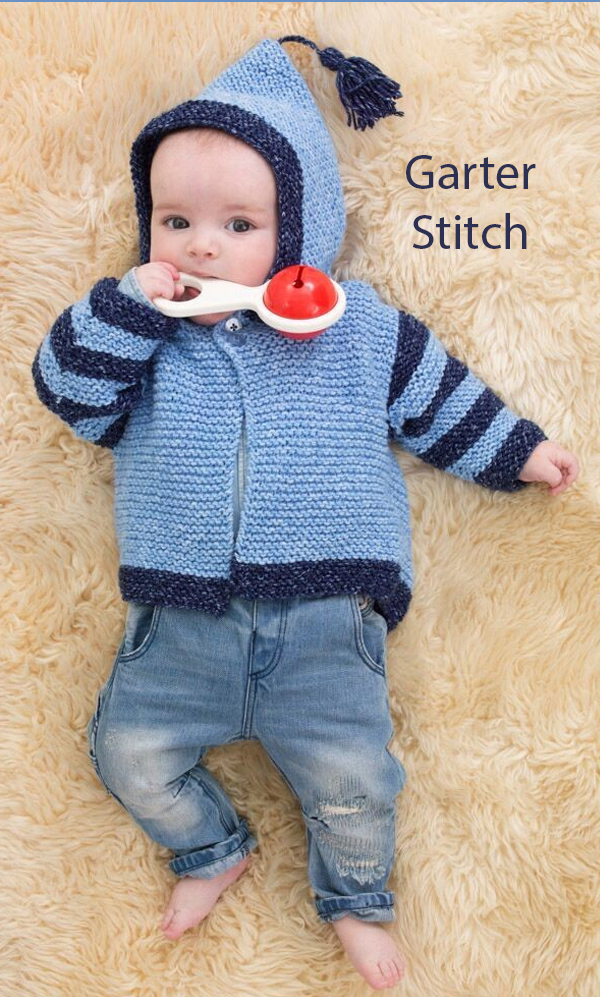 Free Knitting Pattern for Easy Carson Hoodie Baby and Child Cardigan Sweater