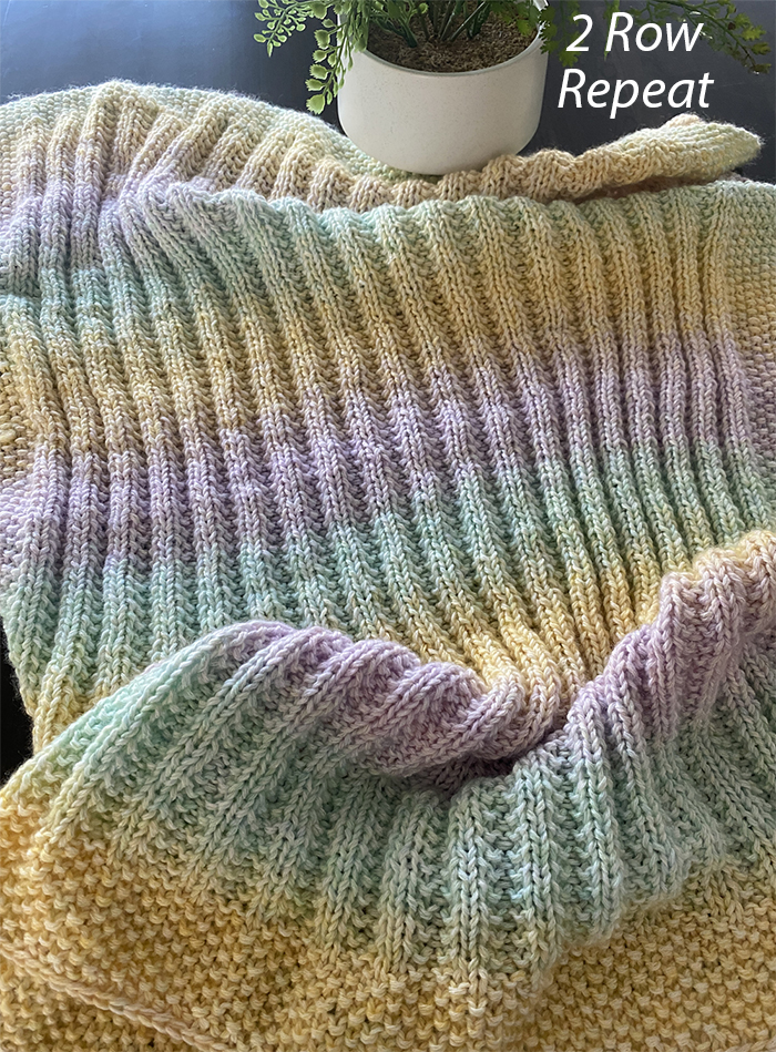 Free Knitting Pattern for Cartridge Rib Baby Throw Multi-colored Yarn Baby Blanket
