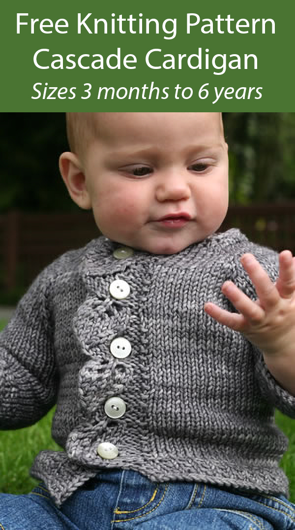 Free Knitting Pattern for Cascade Baby & Child Cardigan Ages 3 Months to 6 Years