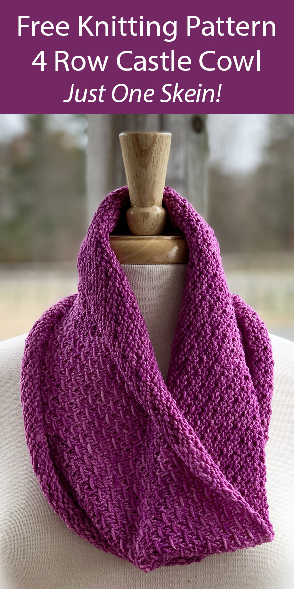 Free Knitting Pattern for Castle Cowl in 4 Row Repeat One Skein