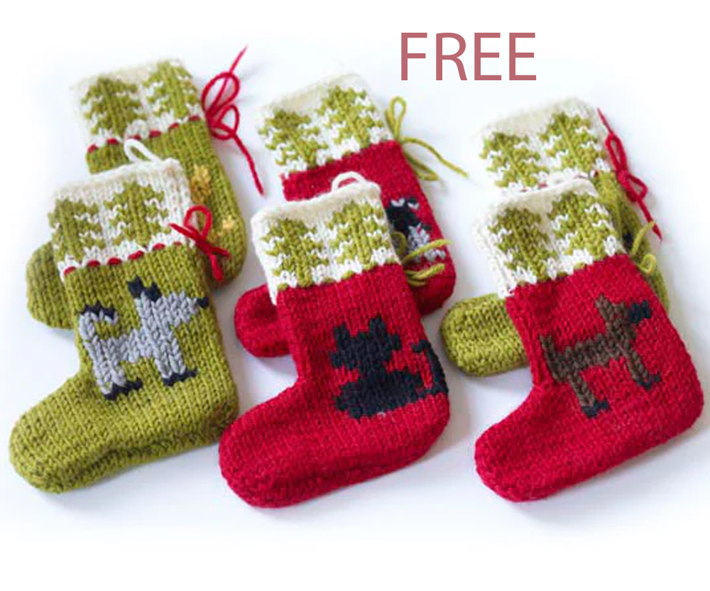 Free 12 Days of Christmas Mitten Garland knitting patterns