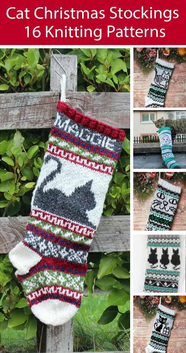 Cat Christmas Stockings Knitting Pattern