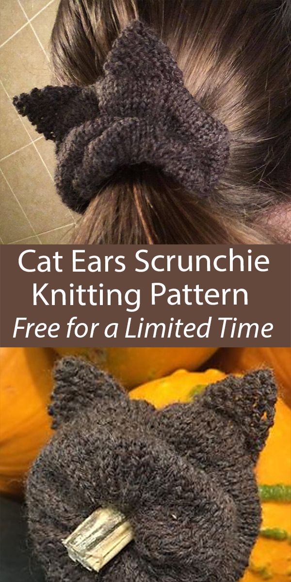 Free until June 30, 2021 Cat Ears Scrunchie Knitting Pattern