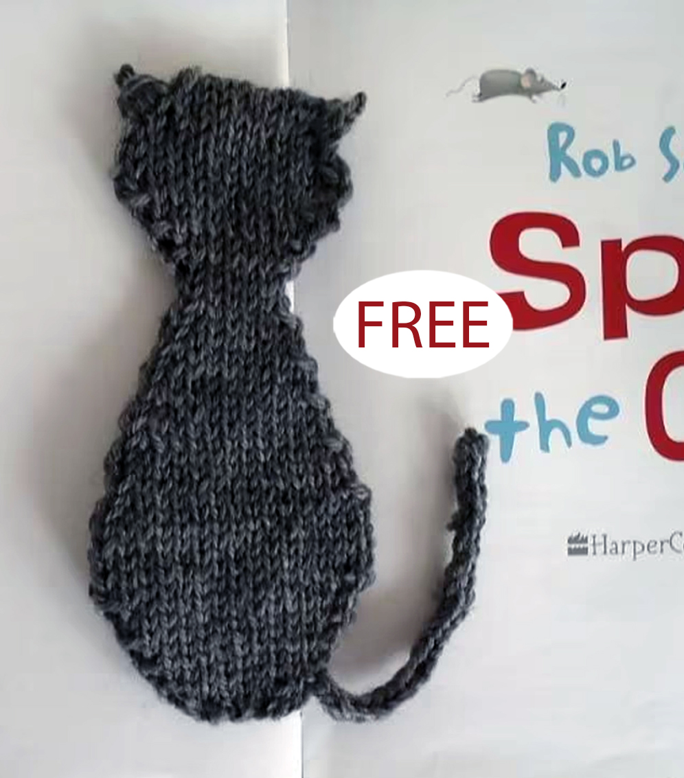 Free Knitting Pattern for Cat Bookmark