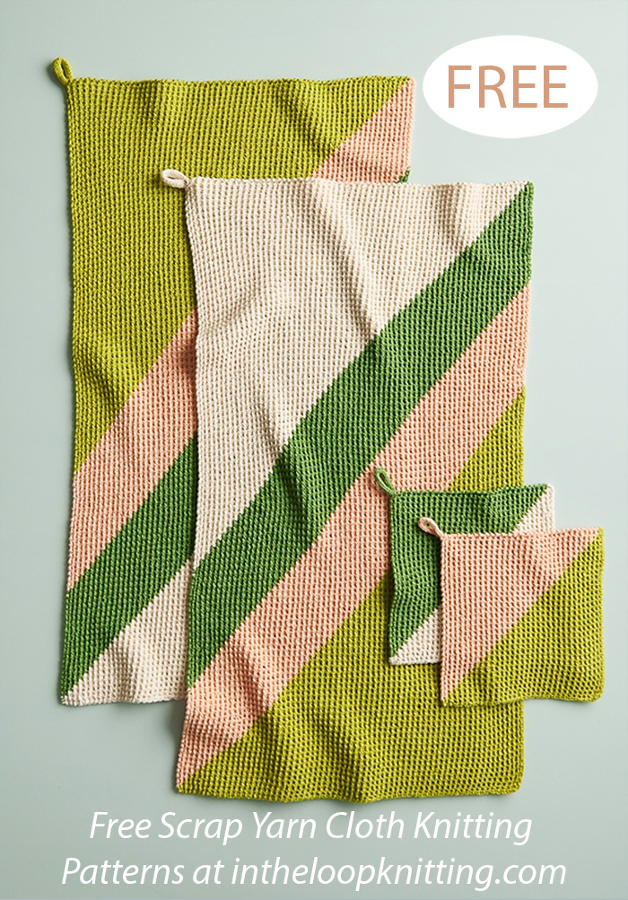 Free Catty-Corner Washcloth and Hand Towel Knitting Pattern Scrap Yarn