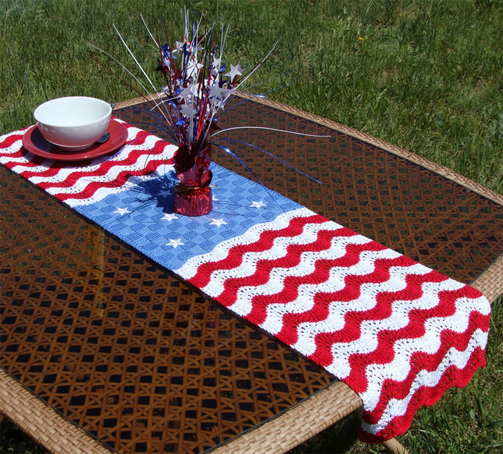 Celebration Holiday Table Runner Knitting Pattern for Fourth of July