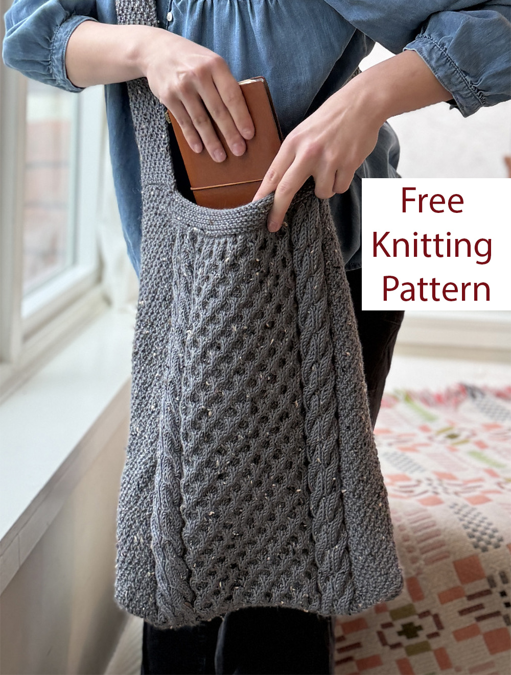 Free Knitting Pattern for Honeycomb Cable Celtic Coast Bag