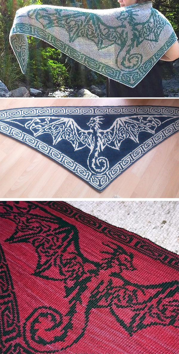 Knitting Pattern for Celtic Sky Dragon Shawl