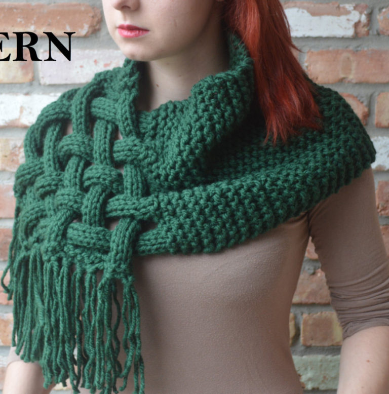 Knitting Pattern for Celtic Woven Scarf
