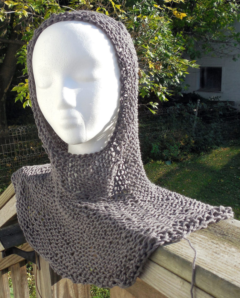 Free Knitting Pattern for Chain Mail Cowl and Hood