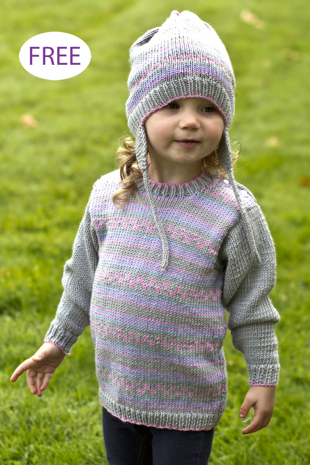 Free Child's Checkerboard Stripes Set Knitting Pattern