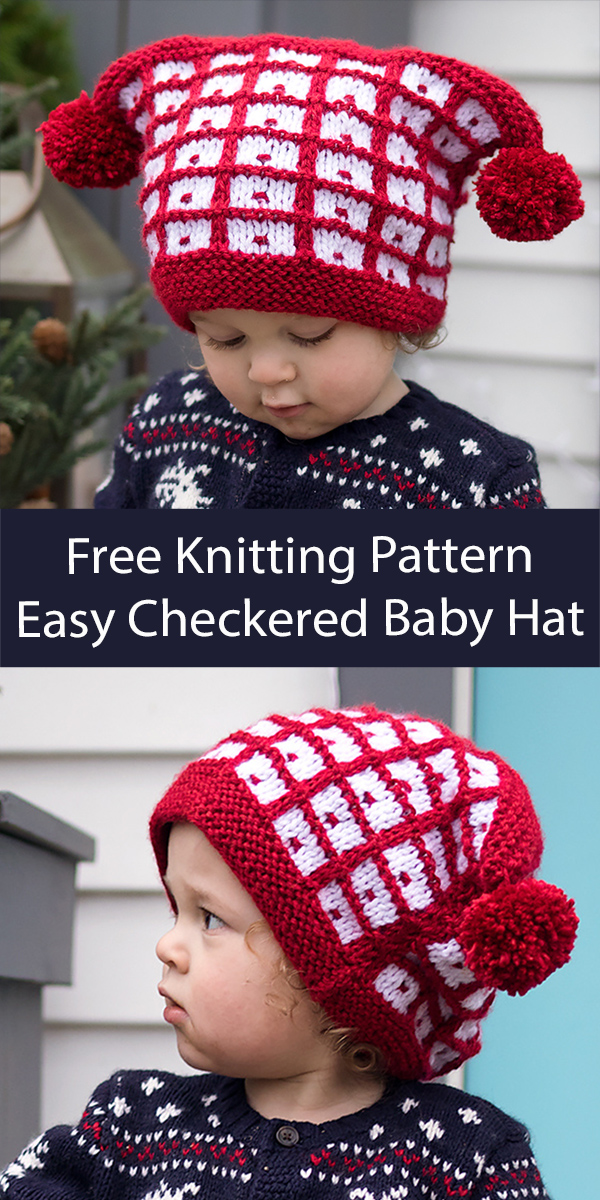 Free Baby Hat Knitting Pattern Checkered Easy Baby Hat