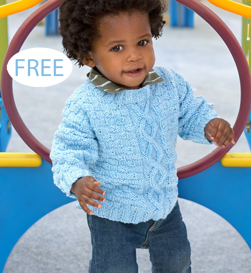 Free Baby Checks and Cable Pullover Sweater Knitting Pattern